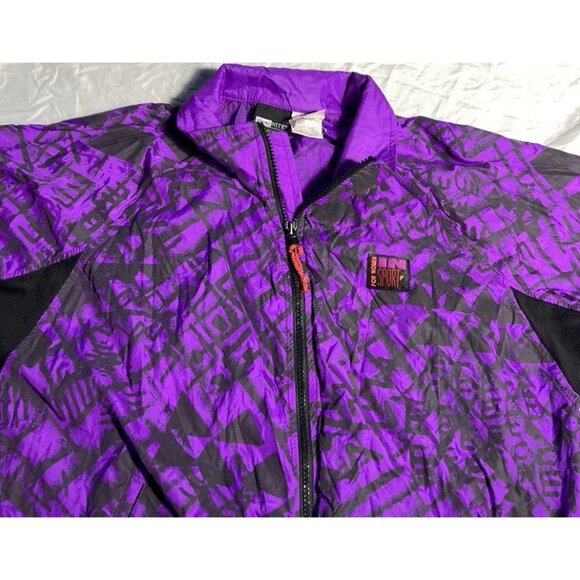 Vintage Illuminite Jacket Women’s Sz Medium Purple Black Zip Up Jacket - Picture 11 of 13